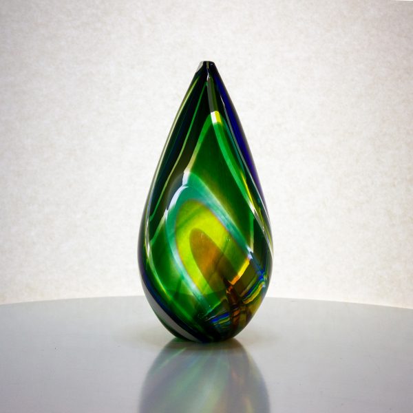 gorgeous green colored teardrop shaped vase