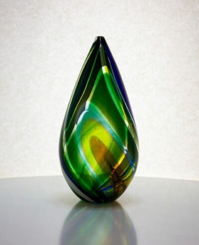 gorgeous green colored teardrop shaped vase